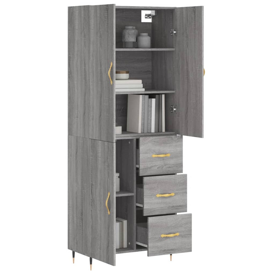 Hoge Kast 69,5X34X180 Cm Bewerkt Hout Grijs Sonoma Eikenkleurig