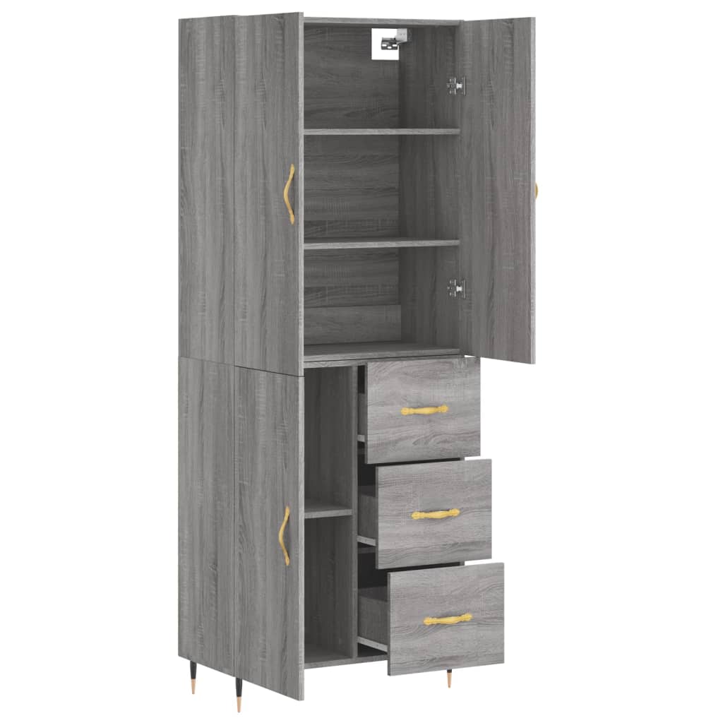 Hoge Kast 69,5X34X180 Cm Bewerkt Hout Grijs Sonoma Eikenkleurig