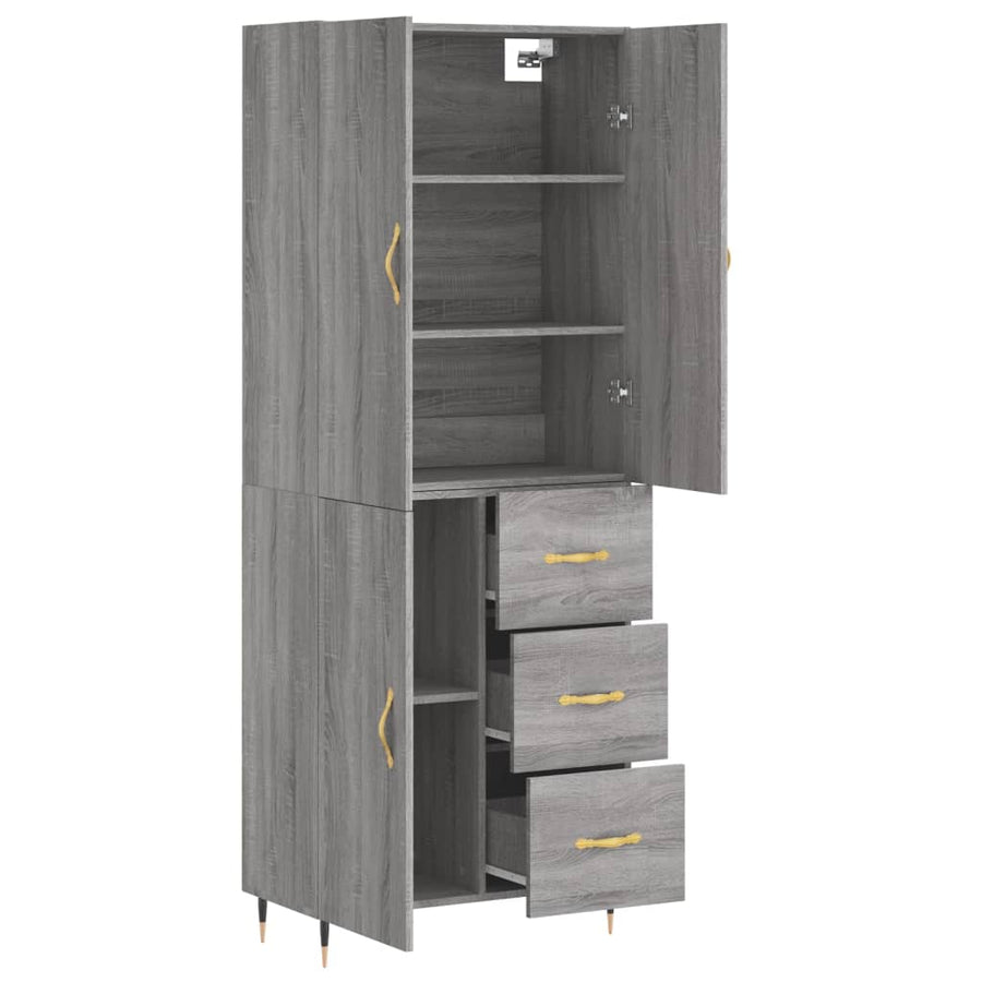 Hoge Kast 69,5X34X180 Cm Bewerkt Hout Grijs Sonoma Eikenkleurig