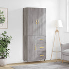Hoge kast 69,5x34x180 cm bewerkt hout grijs