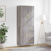 Hoge kast 69,5x34x180 cm bewerkt hout grijs