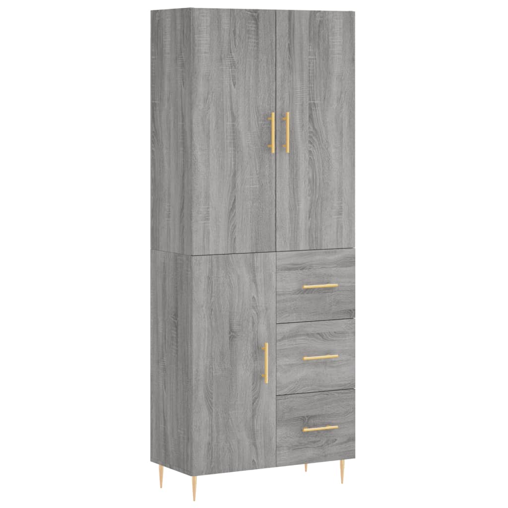 Hoge Kast 69,5X34X180 Cm Bewerkt Hout Grijs Sonoma Eikenkleurig