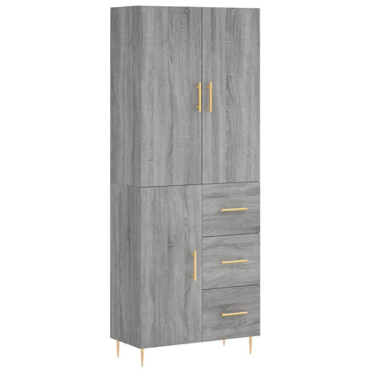 Hoge Kast 69,5X34X180 Cm Bewerkt Hout Grijs Sonoma Eikenkleurig