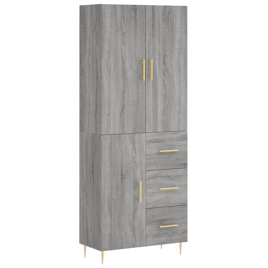 Hoge Kast 69,5X34X180 Cm Bewerkt Hout Grijs Sonoma Eikenkleurig