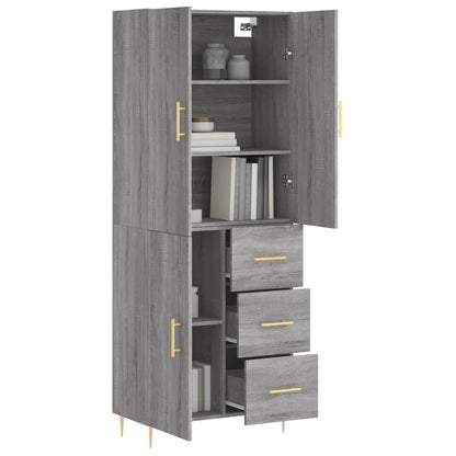 Hoge Kast 69,5X34X180 Cm Bewerkt Hout Grijs Sonoma Eikenkleurig