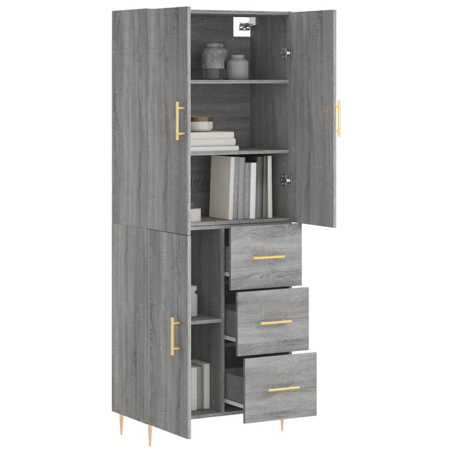 Hoge Kast 69,5X34X180 Cm Bewerkt Hout Grijs Sonoma Eikenkleurig
