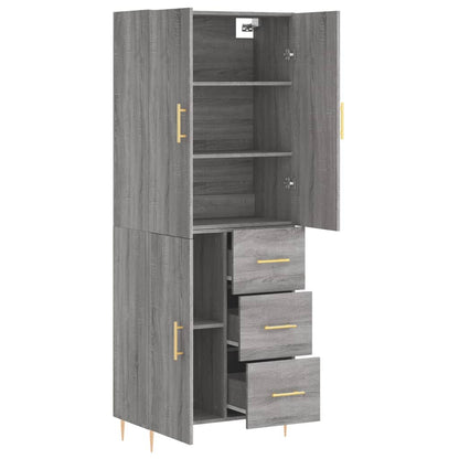 Hoge Kast 69,5X34X180 Cm Bewerkt Hout Grijs Sonoma Eikenkleurig