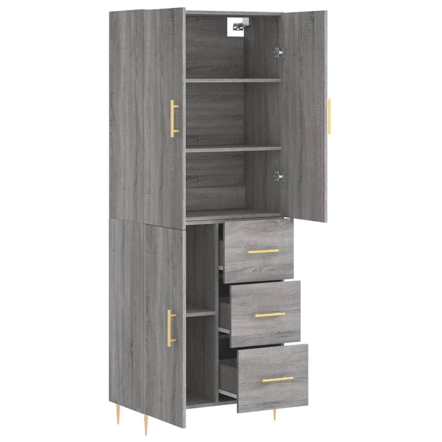 Hoge Kast 69,5X34X180 Cm Bewerkt Hout Grijs Sonoma Eikenkleurig