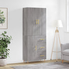 Hoge kast 69,5x34x180 cm bewerkt hout grijs sonoma