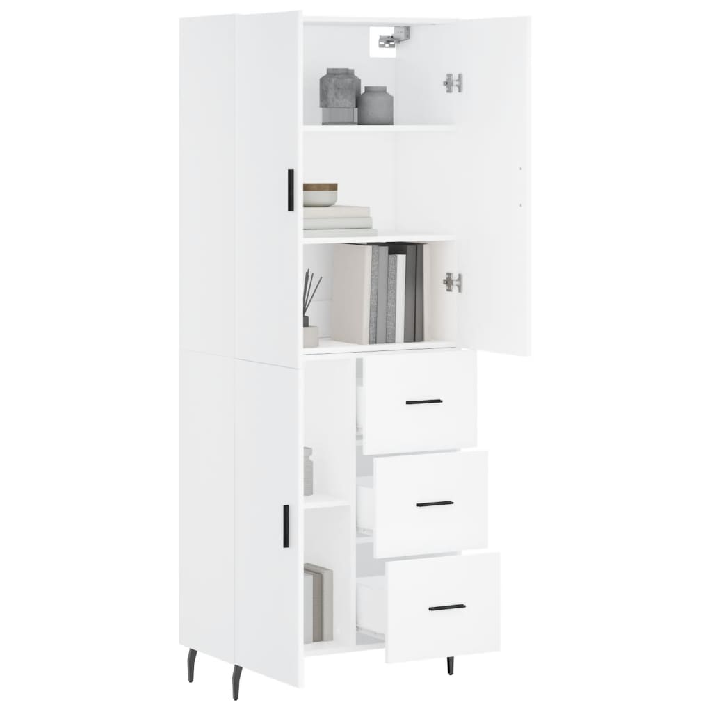 Hoge Kast 69,5X34X180 Cm Bewerkt Hout Wit