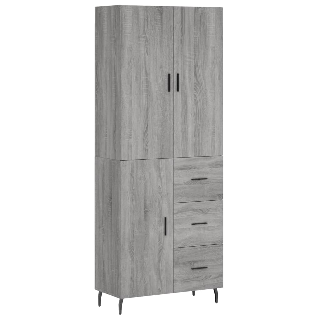 Hoge Kast 69,5X34X180 Cm Bewerkt Hout Grijs Sonoma Eikenkleurig