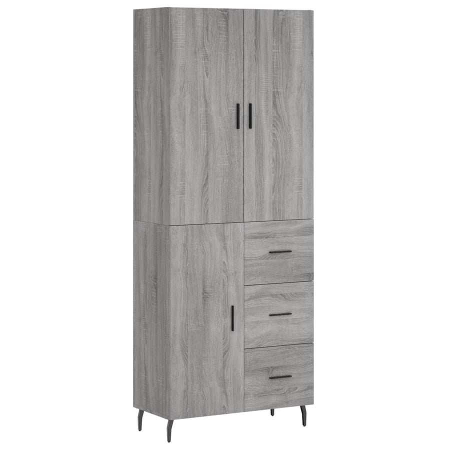 Hoge Kast 69,5X34X180 Cm Bewerkt Hout Grijs Sonoma Eikenkleurig