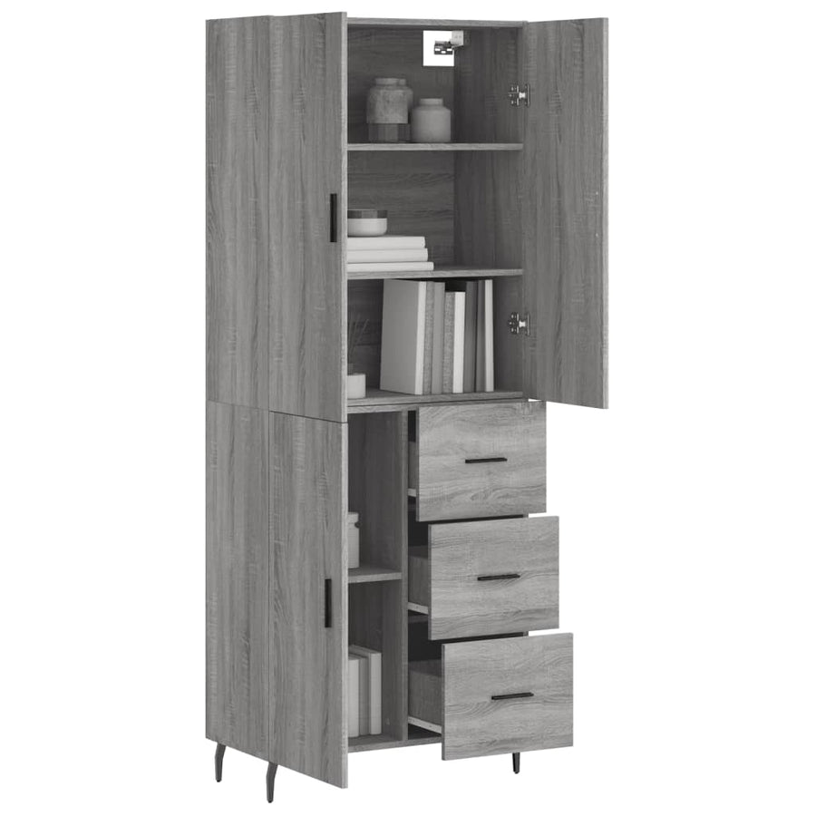 Hoge Kast 69,5X34X180 Cm Bewerkt Hout Grijs Sonoma Eikenkleurig