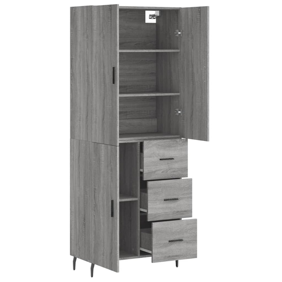 Hoge Kast 69,5X34X180 Cm Bewerkt Hout Grijs Sonoma Eikenkleurig