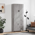 Hoge kast 69,5x34x180 cm bewerkt hout grijs