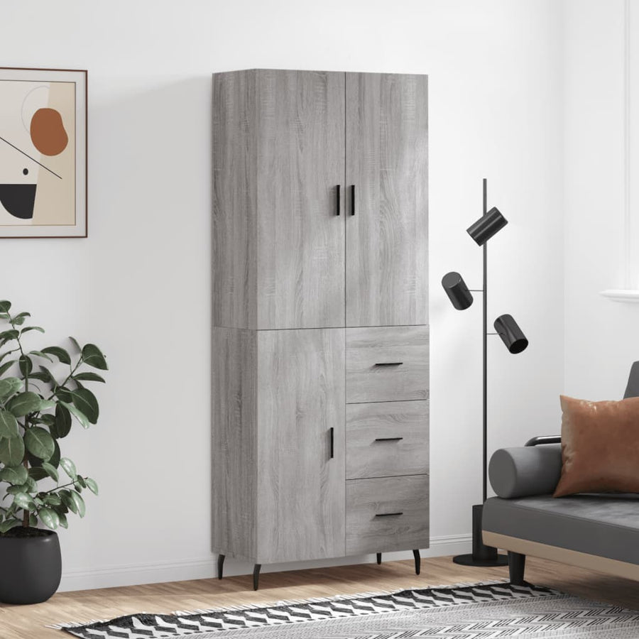 Hoge Kast 69,5X34X180 Cm Bewerkt Hout Grijs Sonoma Eikenkleurig