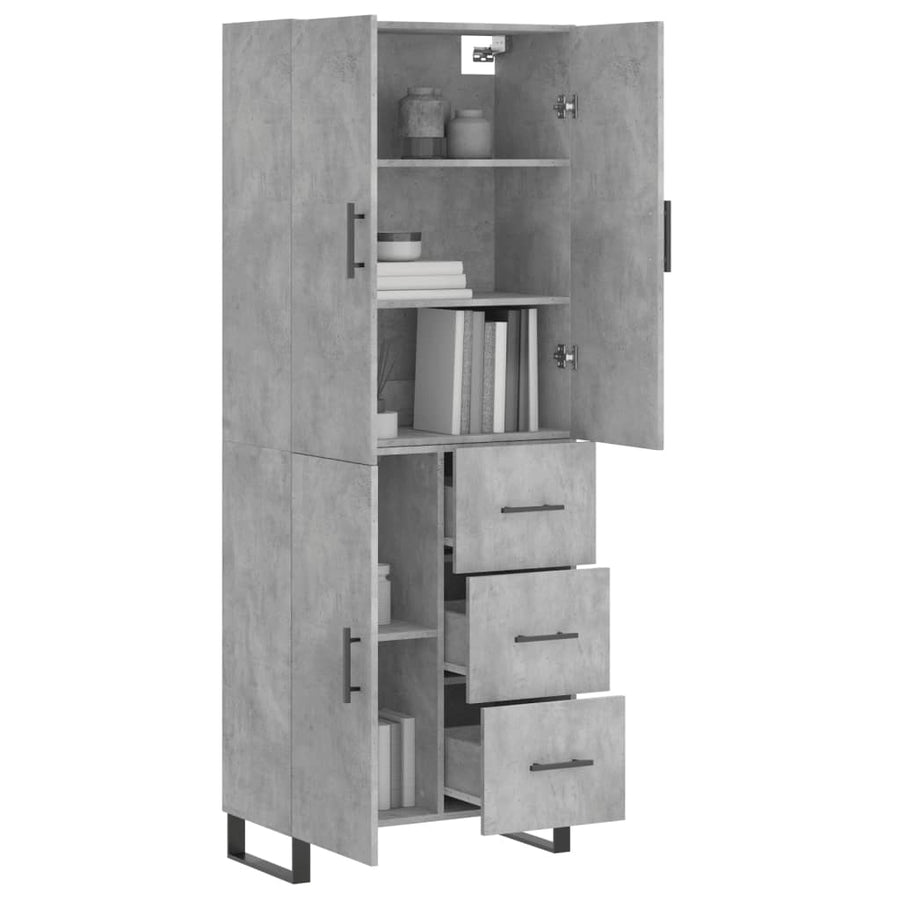Hoge Kast 69,5X34X180 Cm Bewerkt Hout Betongrijs