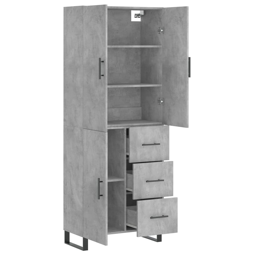 Hoge Kast 69,5X34X180 Cm Bewerkt Hout Betongrijs