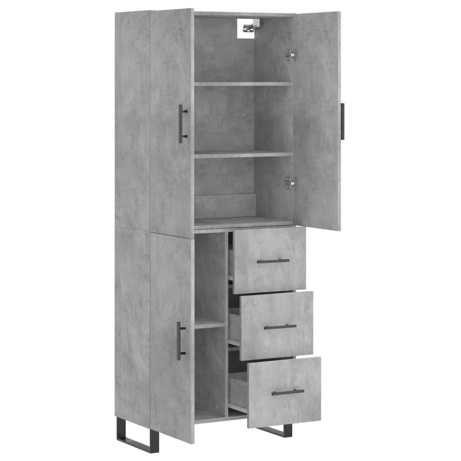 Hoge Kast 69,5X34X180 Cm Bewerkt Hout Betongrijs