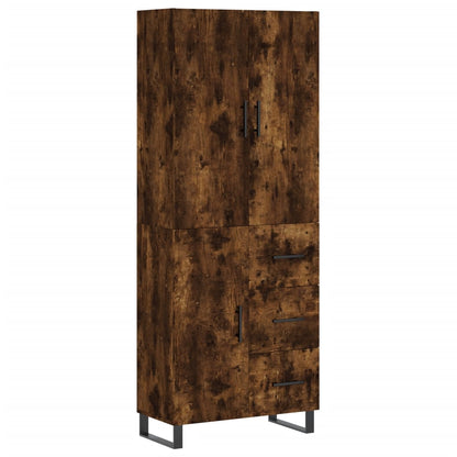 Hoge Kast 69,5X34X180 Cm Bewerkt Hout Kleurig Gerookt eiken