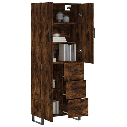 Hoge Kast 69,5X34X180 Cm Bewerkt Hout Kleurig Gerookt eiken