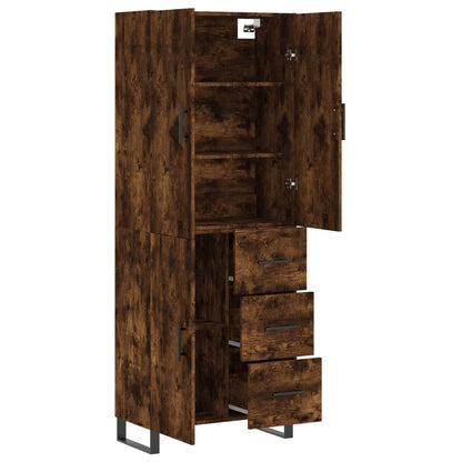 Hoge Kast 69,5X34X180 Cm Bewerkt Hout Kleurig Gerookt eiken