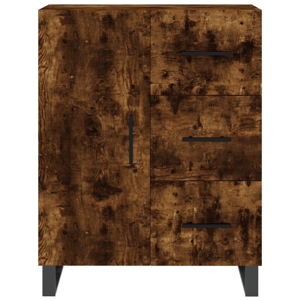 Hoge Kast 69,5X34X180 Cm Bewerkt Hout Kleurig Gerookt eiken