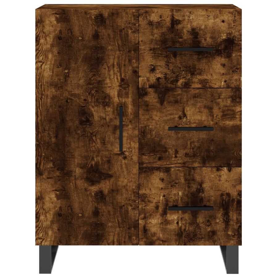 Hoge Kast 69,5X34X180 Cm Bewerkt Hout Kleurig Gerookt eiken