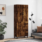 Hoge kast 69,5x34x180 cm bewerkt hout gerookt eiken