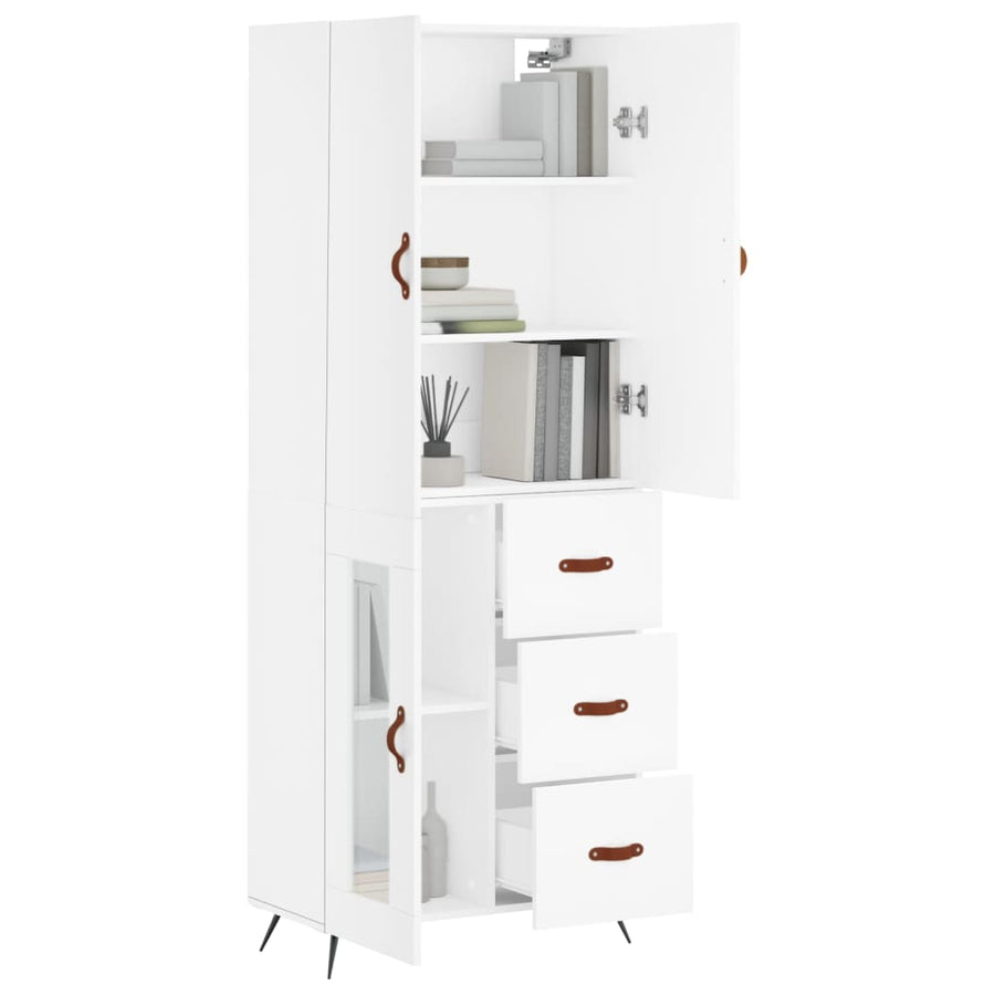 Hoge Kast 69,5X34X180 Cm Bewerkt Hout Wit