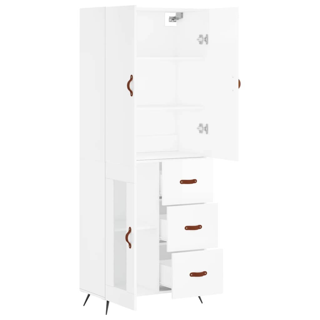 Hoge Kast 69,5X34X180 Cm Bewerkt Hout Wit