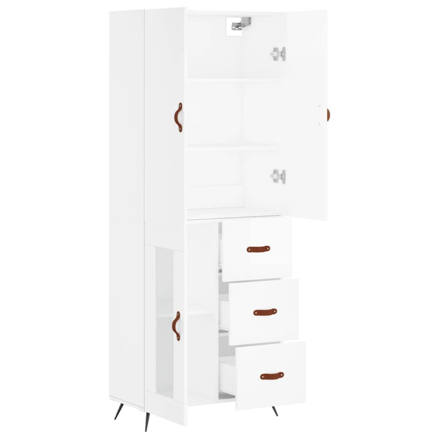Hoge Kast 69,5X34X180 Cm Bewerkt Hout Wit