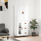 Tall cabinet 69.5x34x180 cm distressed wood white