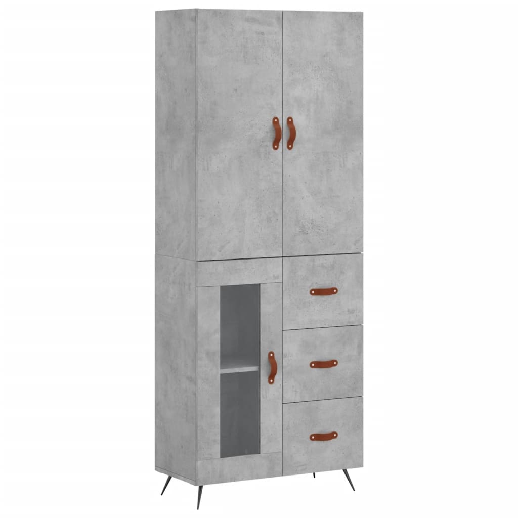 Hoge Kast 69,5X34X180 Cm Bewerkt Hout Betongrijs