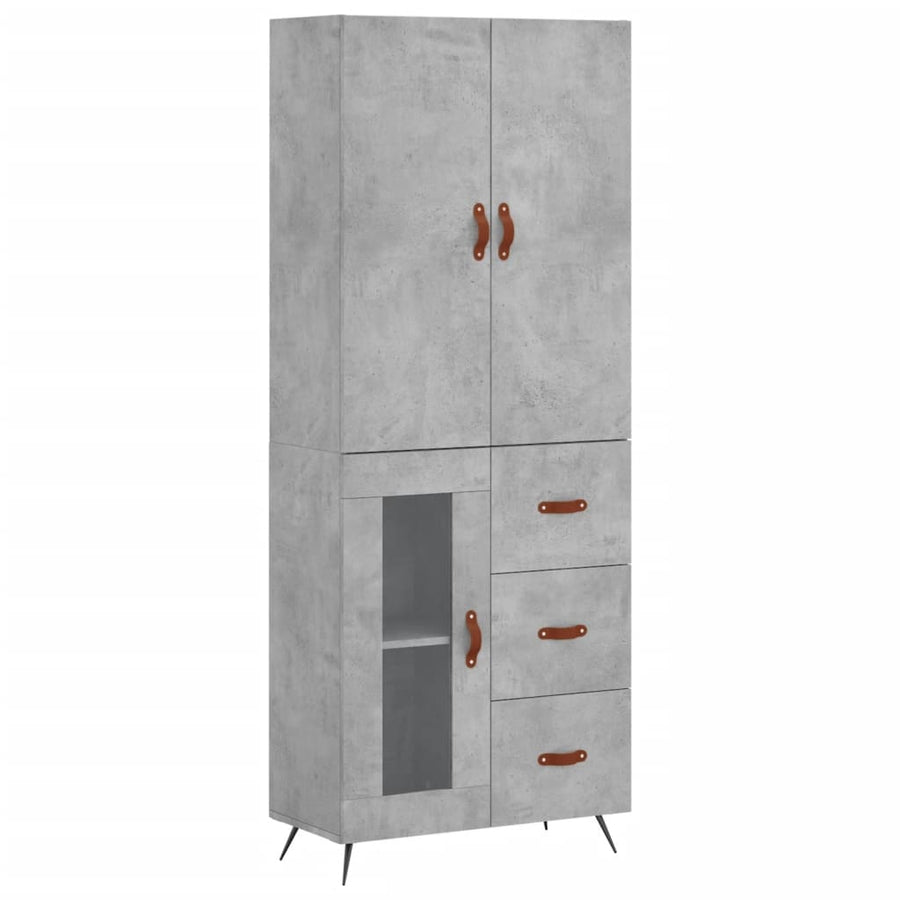Hoge Kast 69,5X34X180 Cm Bewerkt Hout Betongrijs