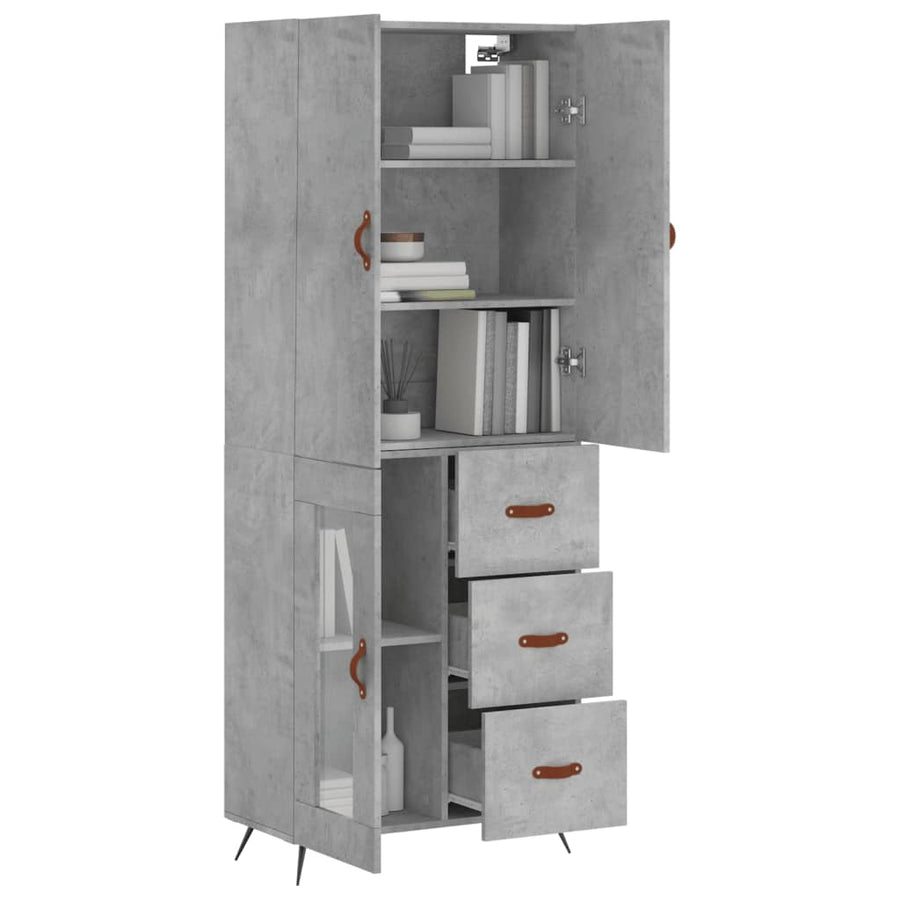 Hoge Kast 69,5X34X180 Cm Bewerkt Hout Betongrijs