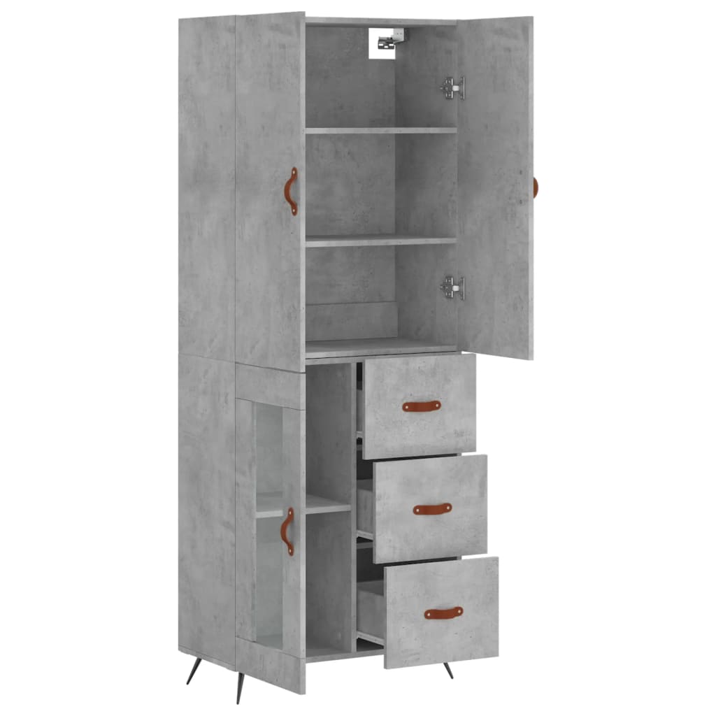 Hoge Kast 69,5X34X180 Cm Bewerkt Hout Betongrijs