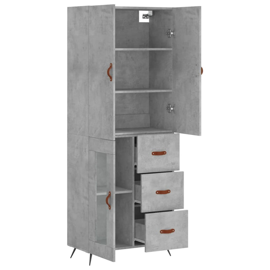 Hoge Kast 69,5X34X180 Cm Bewerkt Hout Betongrijs