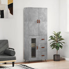 Hoge kast 69,5x34x180 cm bewerkt hout betongrijs