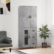 Hoge kast 69,5x34x180 cm bewerkt hout betongrijs