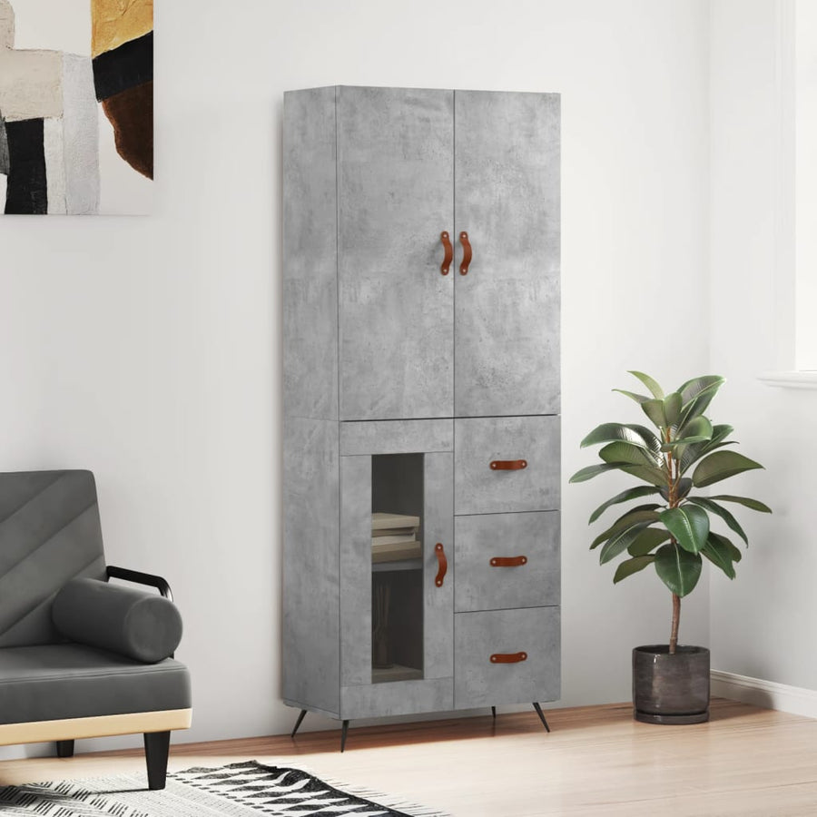 Hoge Kast 69,5X34X180 Cm Bewerkt Hout Betongrijs