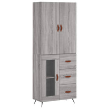 Hoge Kast 69,5X34X180 Cm Bewerkt Hout Eikenkleurig Grijs sonoma