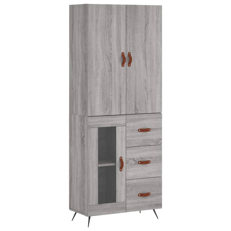 Hoge Kast 69,5X34X180 Cm Bewerkt Hout Eikenkleurig Grijs sonoma