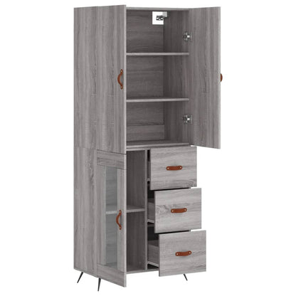Hoge Kast 69,5X34X180 Cm Bewerkt Hout Eikenkleurig Grijs sonoma