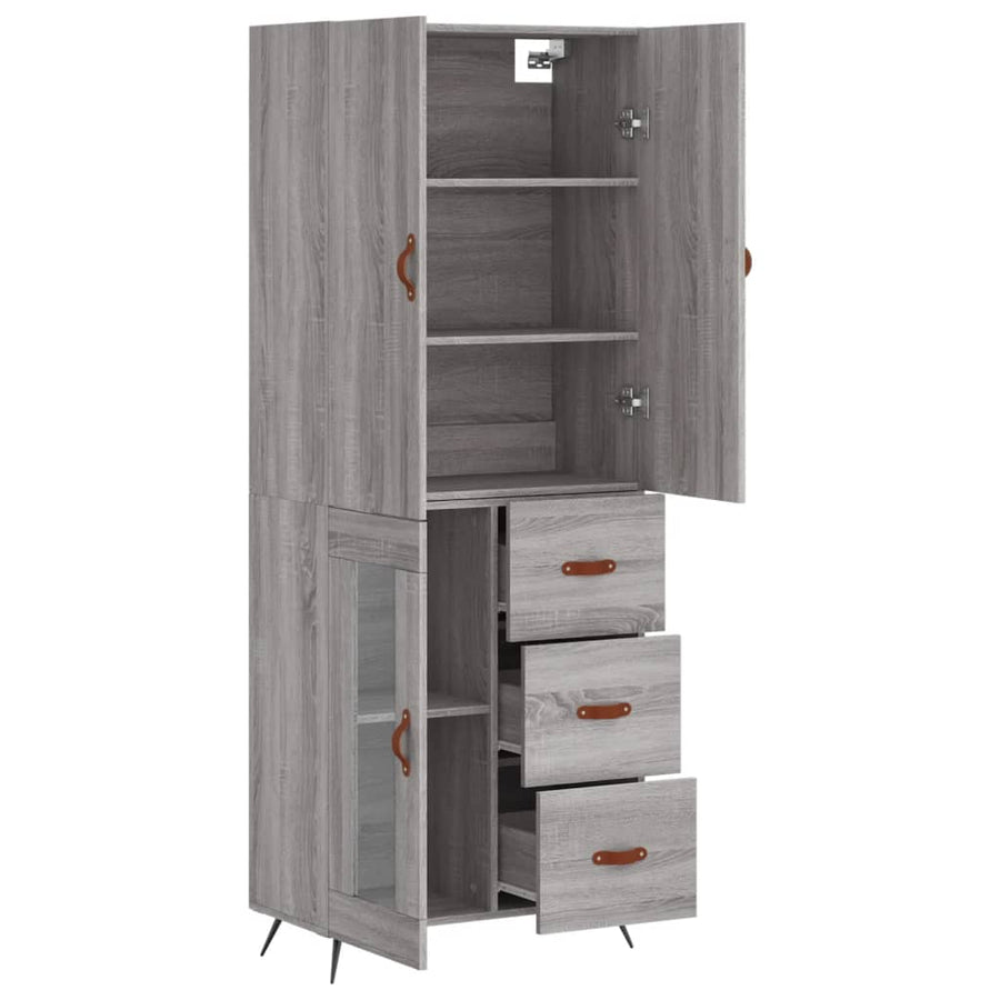 Hoge Kast 69,5X34X180 Cm Bewerkt Hout Eikenkleurig Grijs sonoma