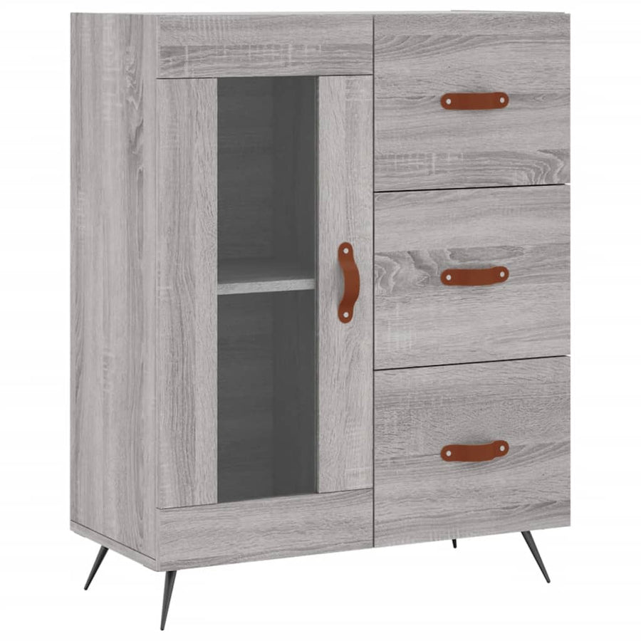 Hoge Kast 69,5X34X180 Cm Bewerkt Hout Eikenkleurig Grijs sonoma