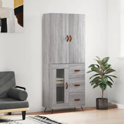 Hoge kast 69,5x34x180 cm bewerkt hout grijs