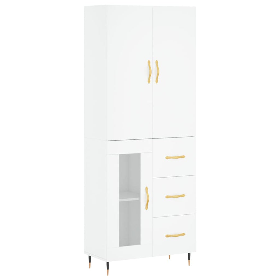 Hoge Kast 69,5X34X180 Cm Bewerkt Hout Wit