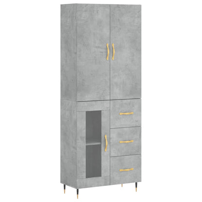 Hoge Kast 69,5X34X180 Cm Bewerkt Hout Betongrijs