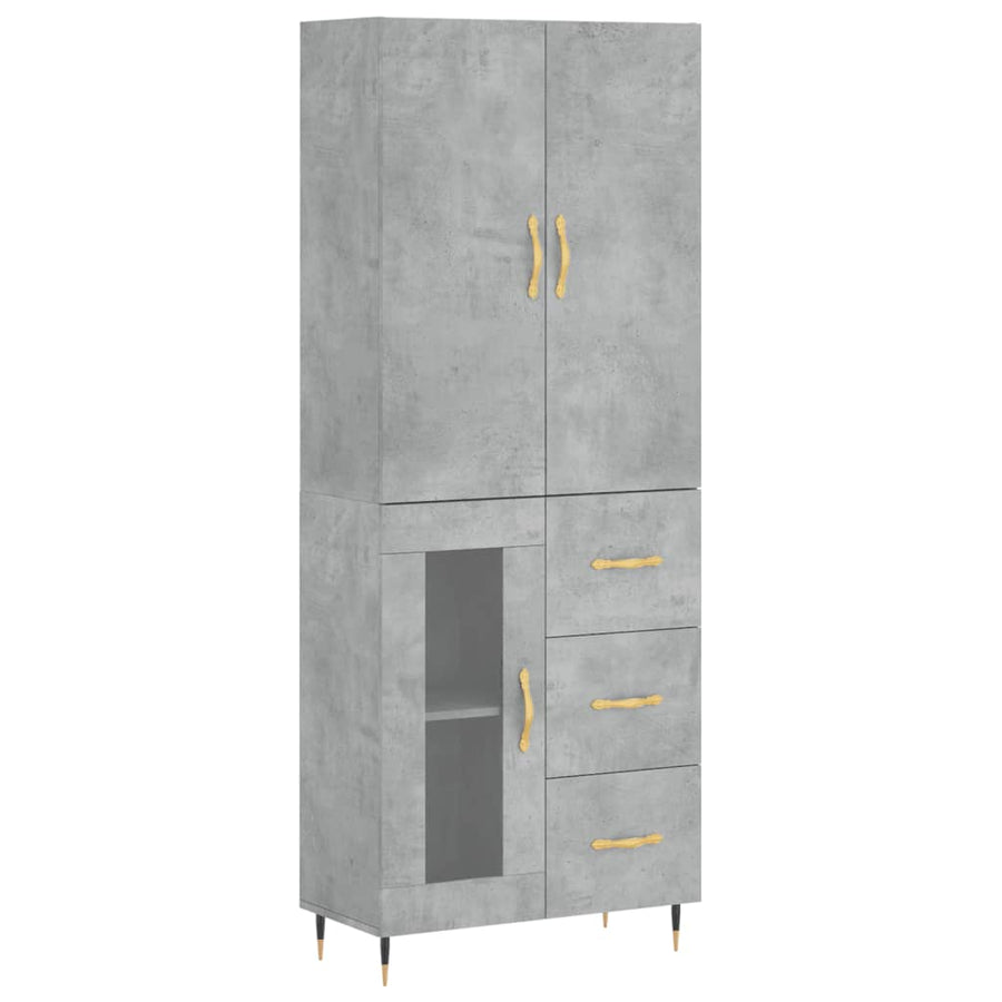 Hoge Kast 69,5X34X180 Cm Bewerkt Hout Betongrijs